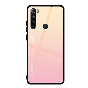 Θήκη Xiaomi Redmi Note 8 OEM Gradient Color Laser Carving Tempered Glass Back Cover TPU ροζ χρυσό