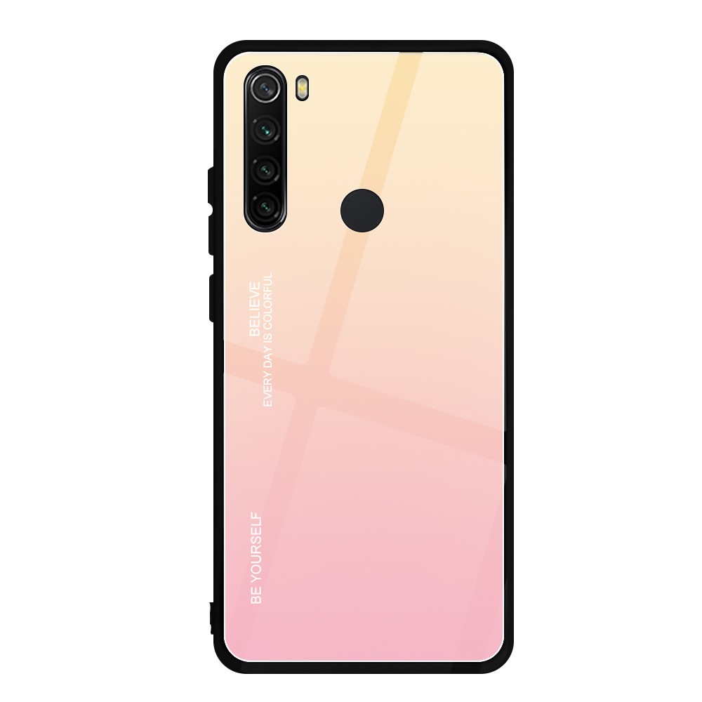 Θήκη Xiaomi Redmi Note 8 OEM Gradient Color Laser Carving Tempered Glass Back Cover TPU ροζ χρυσό