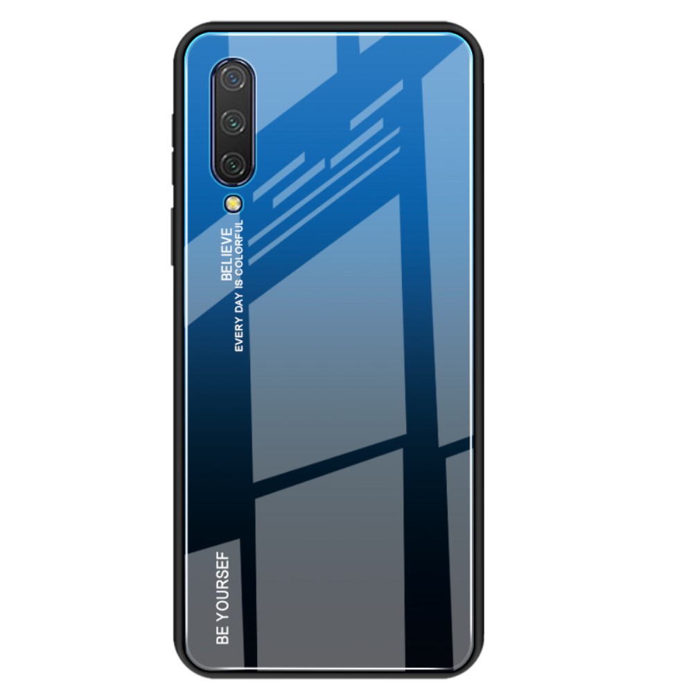 Θήκη Xiaomi Mi 9 Lite OEM Gradient Color Laser Carving Tempered Glass Πλάτη TPU μαύρο / μπλε