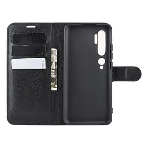 Θήκη Xiaomi Mi Note 10 / Pro OEM Litchi Texture Leather με βάση στήριξης, υποδοχές καρτών και μαγνητικό κούμπωμα Flip Wallet από συνθετικό δέρμα και TPU μαύρο - Image 3