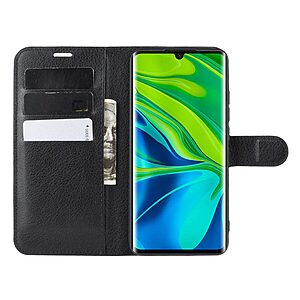 Θήκη Xiaomi Mi Note 10 / Pro OEM Litchi Texture Leather με βάση στήριξης, υποδοχές καρτών και μαγνητικό κούμπωμα Flip Wallet από συνθετικό δέρμα και TPU μαύρο - Image 4