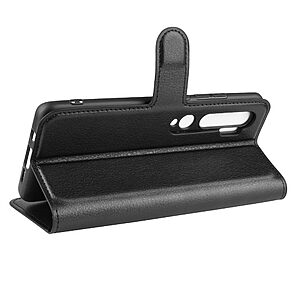 Θήκη Xiaomi Mi Note 10 / Pro OEM Litchi Texture Leather με βάση στήριξης, υποδοχές καρτών και μαγνητικό κούμπωμα Flip Wallet από συνθετικό δέρμα και TPU μαύρο - Image 5