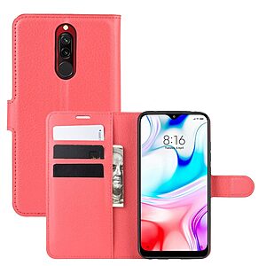 Θήκη Xiaomi Redmi 8 OEM Litchi Texture Leather με βάση στήριξης