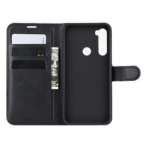 Θήκη Xiaomi Redmi Note 8T OEM Litchi Texture Leather με βάση στήριξης, υποδοχές καρτών και μαγνητικό κούμπωμα Flip Wallet από συνθετικό δέρμα και TPU μαύρο - Image 3