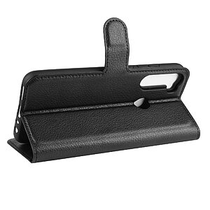 Θήκη Xiaomi Redmi Note 8T OEM Litchi Texture Leather με βάση στήριξης, υποδοχές καρτών και μαγνητικό κούμπωμα Flip Wallet από συνθετικό δέρμα και TPU μαύρο - Image 5