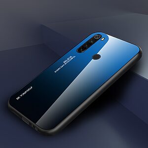 Θήκη Xiaomi Redmi Note 8T OEM Gradient Color Laser Carving Tempered Glass Πλάτη TPU μαύρο / μπλε - Image 3