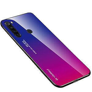 Θήκη Xiaomi Redmi Note 8T OEM Gradient Color Laser Carving Tempered Glass Πλάτη TPU μπλε