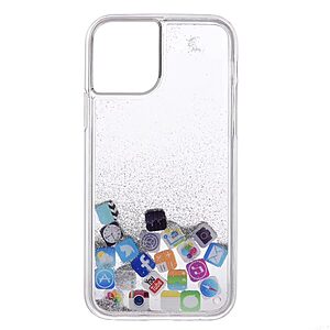 Θήκη iPhone 11 OEM σχέδιο application icons με γκλίτερ Πλάτη TPU ασημί