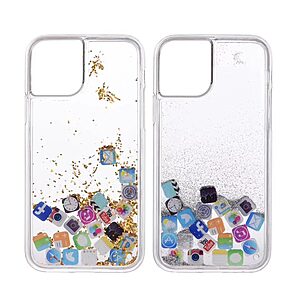 Θήκη iPhone 11 OEM σχέδιο application icons με γκλίτερ Πλάτη TPU ασημί - Image 3