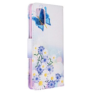 Θήκη Samsung Galaxy A51 OEM Blue Butterfly & Flowers με βάση στήριξης, υποδοχές καρτών και μαγνητικό κούμπωμα Flip Wallet από συνθετικό δέρμα και TPU - Image 3
