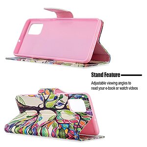 Θήκη Samsung Galaxy A51 OEM Colorized Tree με βάση στήριξης, υποδοχές καρτών και μαγνητικό κούμπωμα Flip Wallet από συνθετικό δέρμα και TPU - Image 5