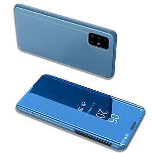 Θήκη Samsung Galaxy A51 OEM Mirror Surface View Stand Case Cover Flip Window γαλάζιο