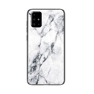 Θήκη Samsung Galaxy A51 OEM σχέδιο Marble με Πλάτη Tempered Glass TPU λευκό
