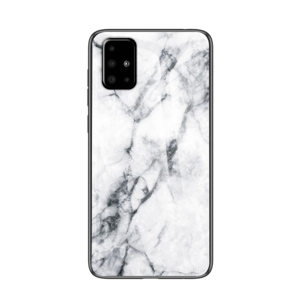 Θήκη Samsung Galaxy A51 OEM σχέδιο Marble με Πλάτη Tempered Glass TPU λευκό