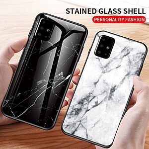 Θήκη Samsung Galaxy A51 OEM σχέδιο Marble με Πλάτη Tempered Glass TPU λευκό - Image 3
