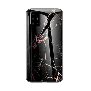 Θήκη Samsung Galaxy A51 OEM σχέδιο Marble με Πλάτη Tempered Glass TPU μαύρο / χρυσό