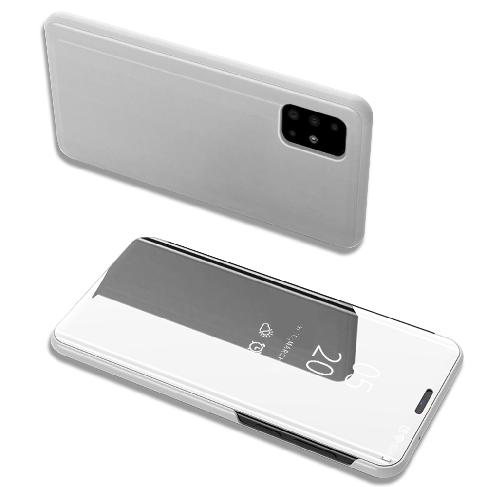 Θήκη Samsung Galaxy A71 OEM Mirror Surface View Stand Case Cover Flip Window ασημί