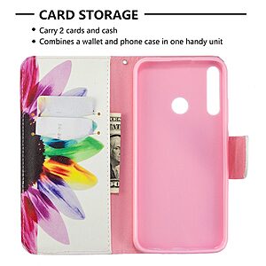 Θήκη Huawei P40 Lite E OEM Colorful Petals με βάση στήριξης, υποδοχές καρτών και μαγνητικό κούμπωμα Flip Wallet από συνθετικό δέρμα και TPU - Image 3