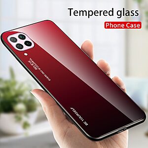 Θήκη Huawei P40 Lite OEM Gradient Color Laser Carving Tempered Glass Πλάτη TPU μαύρο / κόκκινο - Image 2