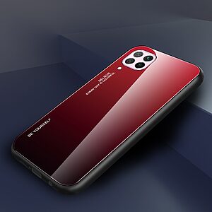 Θήκη Huawei P40 Lite OEM Gradient Color Laser Carving Tempered Glass Πλάτη TPU μαύρο / κόκκινο - Image 3