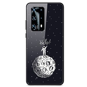 Θήκη Huawei P40 OEM σχέδιο Man On The Moon με πλάτη από Tempered Glass και εσωτερικό TPU
