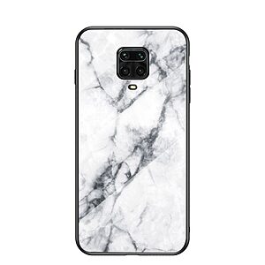 Θήκη Xiaomi Redmi Note 9S OEM σχέδιο Marble με Πλάτη Tempered Glass TPU λευκό