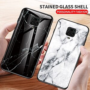 Θήκη Xiaomi Redmi Note 9s / Note 9 Pro / Note 9 Pro Max OEM σχέδιο Marble με Πλάτη Tempered Glass TPU μαύρο - Image 3