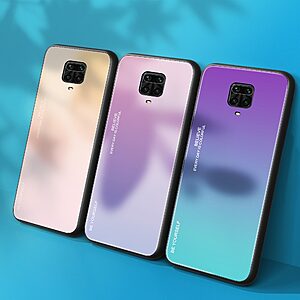 Θήκη Xiaomi Redmi Note 9s / Note 9 Pro / Note 9 Pro Max OEM Gradient Color Laser Carving Tempered Glass Πλάτη TPU ροζ - Image 3