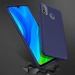 Θήκη Huawei P Smart (2020) LENUO Twill Texture Carbon Πλάτη TPU μπλε - Image 5