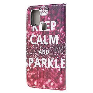 Θήκη Samsung Galaxy A21s OEM Keep Calm and Sparkle με βάση στήριξης, υποδοχές καρτών και μαγνητικό κούμπωμα Flip Wallet από συνθετικό δέρμα και TPU - Image 3