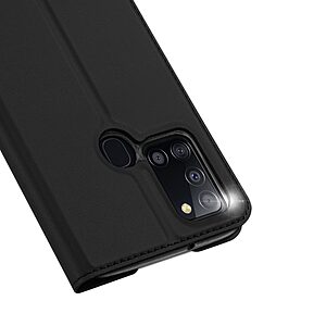 Θήκη Samsung Galaxy A21s DUX DUCIS Skin Pro Series με βάση στήριξης, υποδοχή καρτών και μαγνητικό κούμπωμα Flip Wallet από συνθετικό δέρμα και TPU μαύρο - Image 3