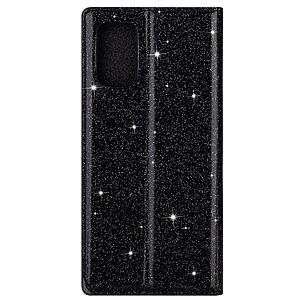 Θήκη Samsung Galaxy A41 OEM Skin Glitter Series με βάση στήριξης, υποδοχή καρτών και μαγνητικό κούμπωμα Flip Wallet από συνθετικό δέρμα και TPU μαύρο - Image 3