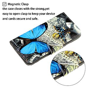 Θήκη Xiaomi Redmi 9A / 9AT OEM Big Blue Butterfly με βάση στήριξης, υποδοχές καρτών και μαγνητικό κούμπωμα Flip Wallet δερματίνη - Image 3