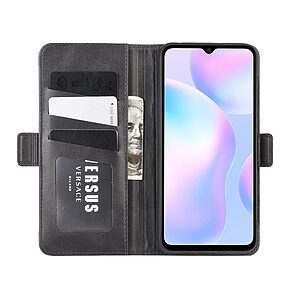 Θήκη Xiaomi Redmi 9A / 9AT Mad Mask Leather Wallet Case V2 με βάση στήριξης, υποδοχές καρτών και μαγνητικό κούμπωμα Flip Wallet από συνθετικό δέρμα μαύρο - Image 5
