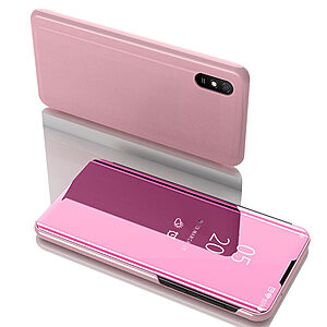 Θήκη Xiaomi Redmi 9A OEM Mirror Surface Series Flip Window δερματίνη χρυσό ροζ χρυσό
