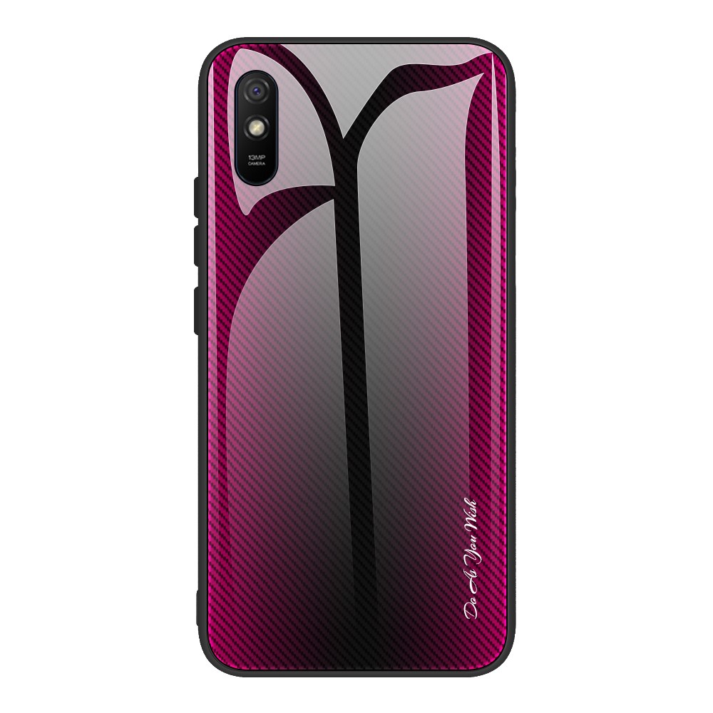 Θήκη Xiaomi Redmi 9A OEM Color Brushed Carbon με Πλάτη από Tempered Glass και εσωτερικό TPU φούξια Θήκη Xiaomi Redmi 9A OEM Color Brushed Carbon με Πλάτη από Tempered Glass και εσωτερικό TPU φούξια