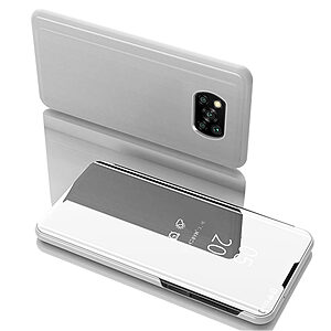 Θήκη Xiaomi Poco X3 NFC OEM Mirror Surface Series Flip Window δερματίνη χρυσό ασημί