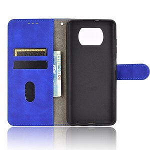 Θήκη Xiaomi Poco X3 NFC / X3 Pro OEM Skin Touch Series με βάση στήριξης, υποδοχές καρτών και μαγνητικό κούμπωμα Flip Wallet από συνθετικό δέρμα και TPU μπλε - Image 3