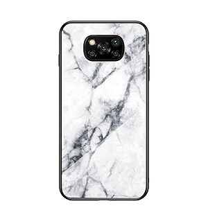 Θήκη Xiaomi Poco X3 NFC OEM σχέδιο Marble με Πλάτη Tempered Glass και TPU λευκό
