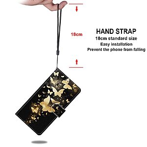 Θήκη Xiaomi Redmi 9C OEM Gold Butterflies με βάση στήριξης, υποδοχές καρτών και μαγνητικό κούμπωμα Flip Wallet από συνθετικό δέρμα και TPU - Image 5