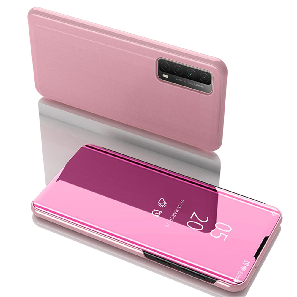 Θήκη Huawei P Smart (2021) OEM Mirror Surface Series Flip Window δερματίνη χρυσό ροζ χρυσό