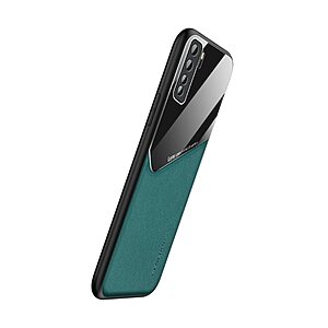 Θήκη Huawei P40 Lite 5G OEM Magnetic Glass Series πλάτη με ενσωματωμένο μαγνήτη και υποστήριξη μαγνητικής βάσης από συνθετικό δέρμα TPU πράσινο - Image 3