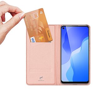 υποδοχή καρτών και μαγνητικό κούμπωμα Flip Wallet από συνθετικό δέρμα και TPU χρυσό