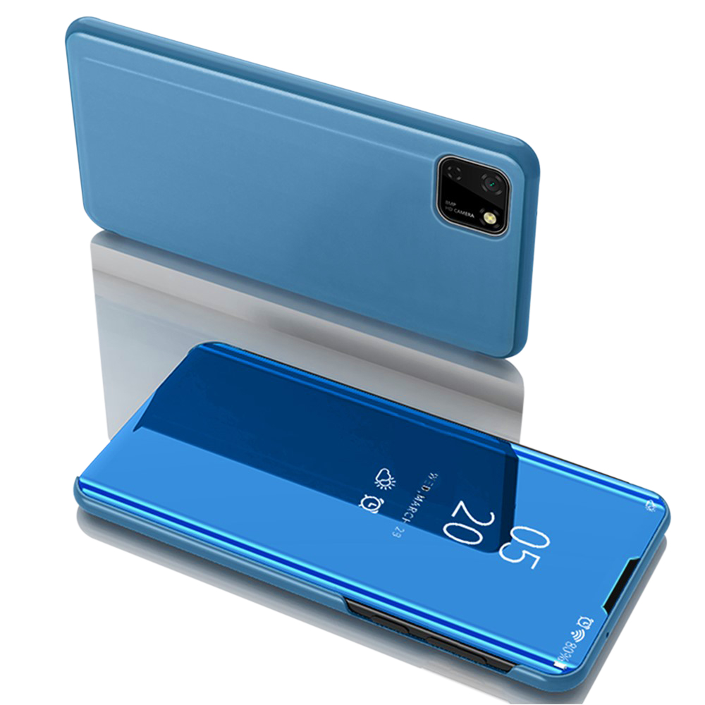 Θήκη Huawei Y5p OEM Mirror Surface Series Flip Window δερματίνη χρυσό γαλάζιο