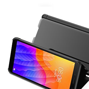 Θήκη Huawei Y5p OEM Mirror Surface Series Flip Window δερματίνη μαύρο - Image 3