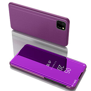 Θήκη Huawei Y5p OEM Mirror Surface Series Flip Window δερματίνη χρυσό μωβ