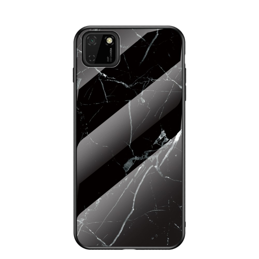 Θήκη Huawei Y5p OEM σχέδιο Marble με Πλάτη Tempered Glass TPU μαύρο
