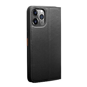 Θήκη iPhone 12 Pro Max QIALINO book από Premium αυθεντικό δέρμα Genuine Cowhide μαύρο - Image 3