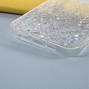 Θήκη iPhone 12 Pro Max OEM πλάτη Epoxy με διακριτικό γκλίτερ και αντικραδασμικό TPU λευκό - Image 4