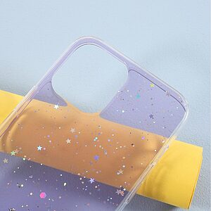 Θήκη iPhone 12 Pro Max OEM πλάτη Epoxy με διακριτικό γκλίτερ και αντικραδασμικό TPU μωβ - Image 3